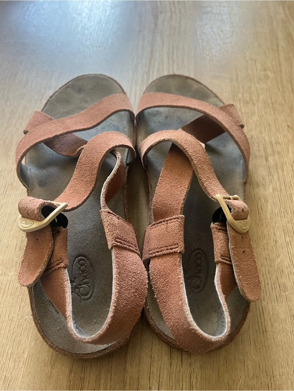 Women’s Chaco Wayfarer Rust Orange leather ankle strap buckle sandals 7/38